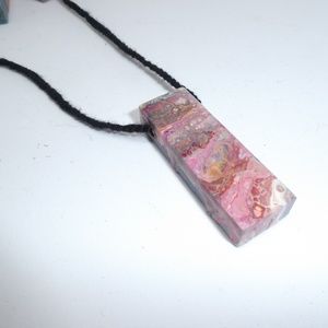 Rainbow Acrylic Pouring Marbled Art Necklace